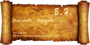 Baczkó Hannó névjegykártya